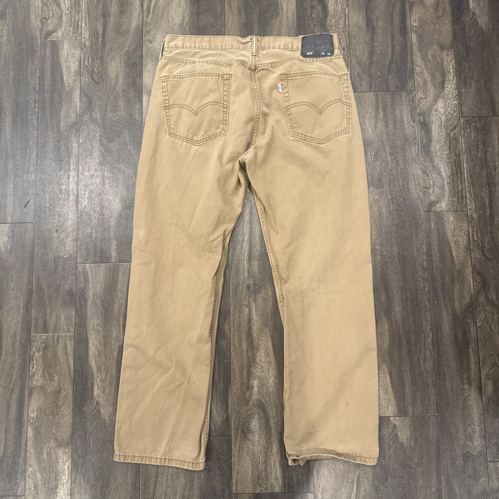 Levi's 514 Straight Leg Slim Fit Khaki Pants 100% Cotton Casual Mens Size 36x30